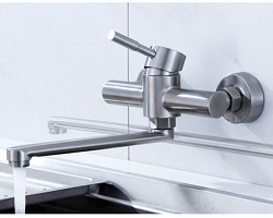 Vòi bếp nóng lạnh (gắn tường, cổ ngang) SUS304 - Cao cấp HVMMA ITALIA